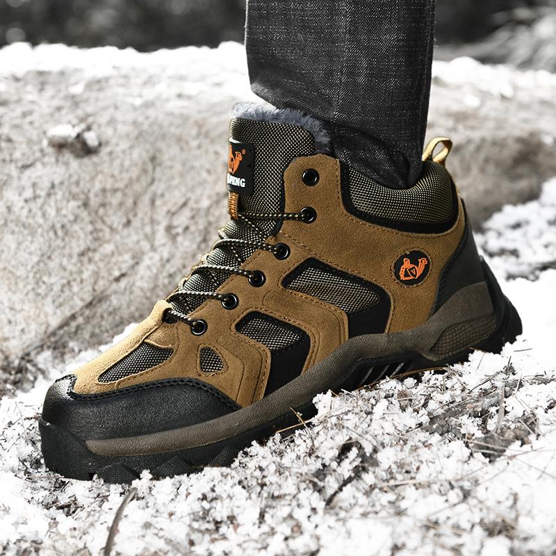 39-48 Uomo Taglie Forti Scarpe alla Moda High Top per Escursionismo e Alpinismo all'Aperto con Imbottitura in Cotone Peluche Scarponi da Neve