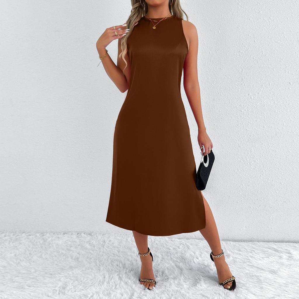 Damska Letnia Sukienka Codzienna Warstwowa Bez Rękawów Sukienki Letnie Stroje na Wakacje na Plaży