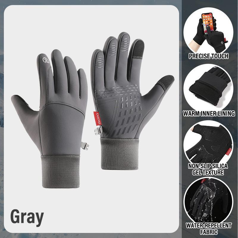 Winter Cycling Gloves Windproof Men Women Touchscreen Warm Gloves Motorcycle Water-Repellent Zipper Pocket Fingertip Flip Gloves M
