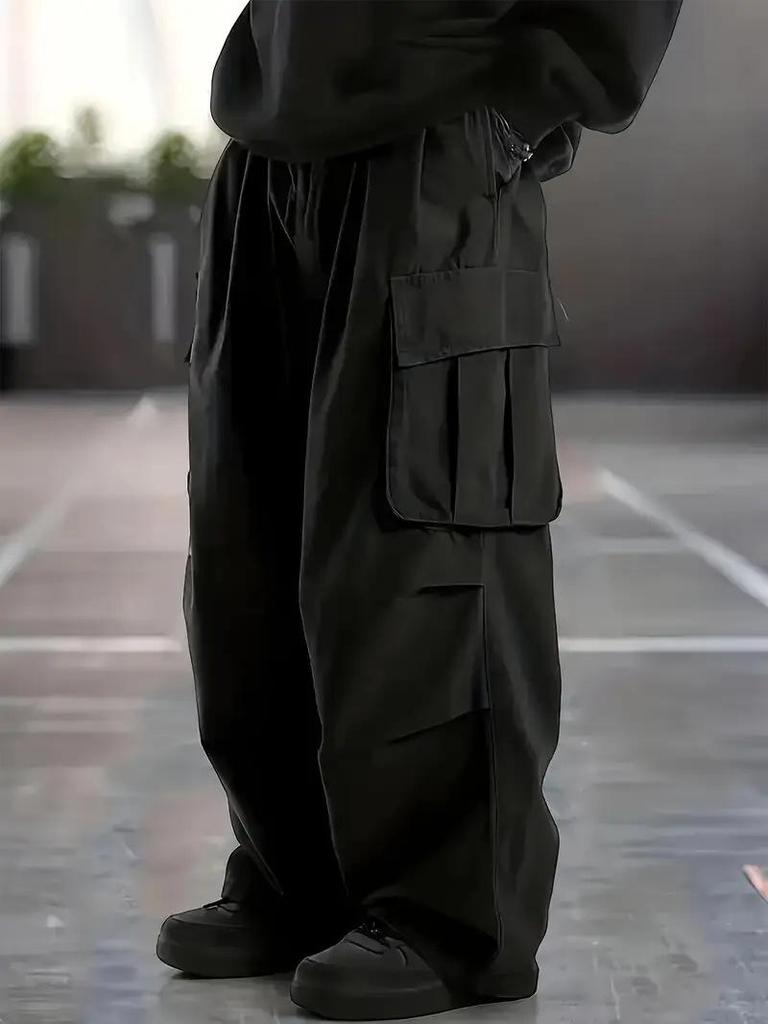 Men's Cross-Border Wide-Leg Joggers, European/American Style Cargo & Drop-Crotch Pants