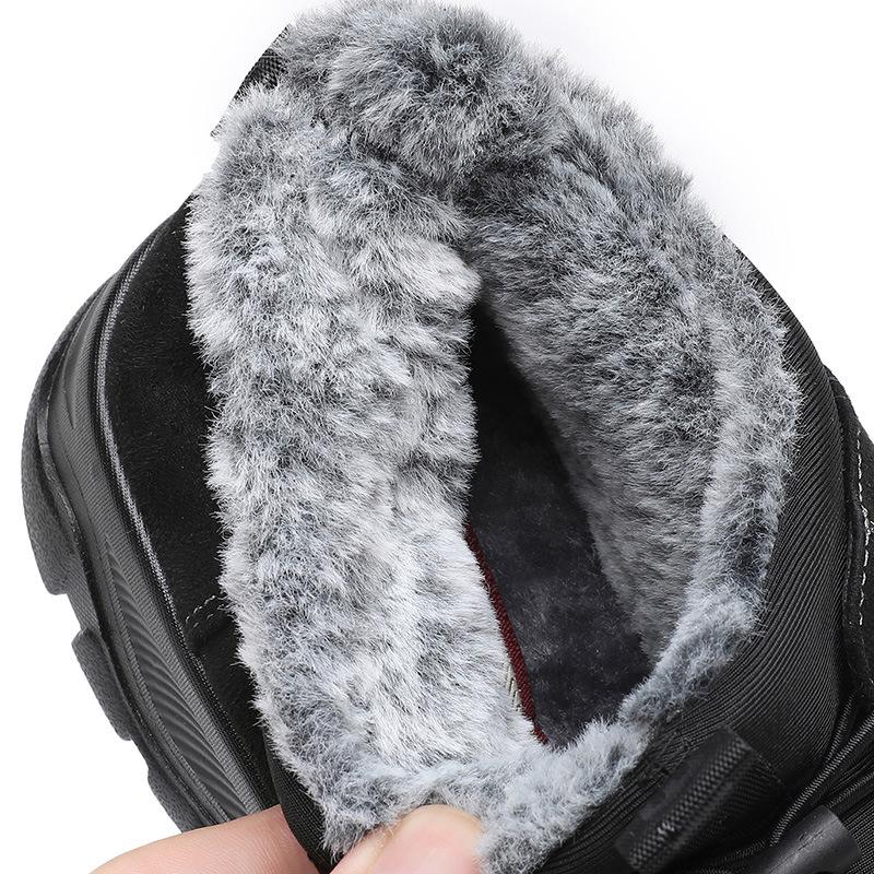 Men's Winter Warm Snow Boots Lace-Up Non-Slip Short Ankle Booties With Faux Fur Lining Comfortable Work Sneakers Casual Walking Loafers Shoes for Men
