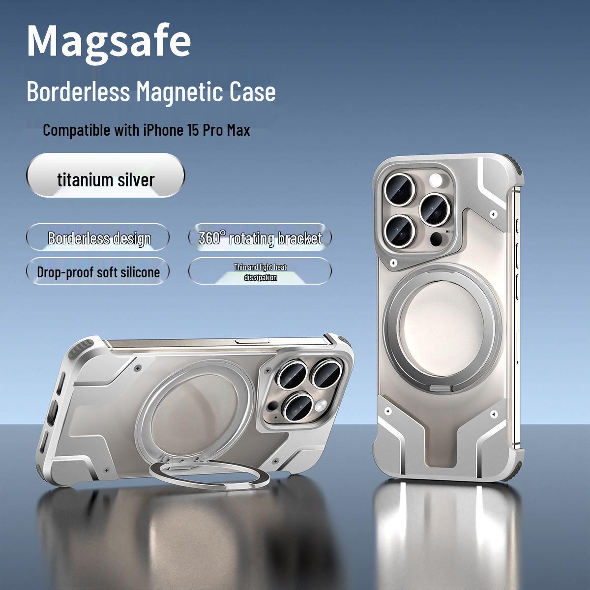 Magnetic Rotating Stand Case for iPhone 15 Pro Max and iPhone 14: Transparent Battle Armor Design 15 Plus