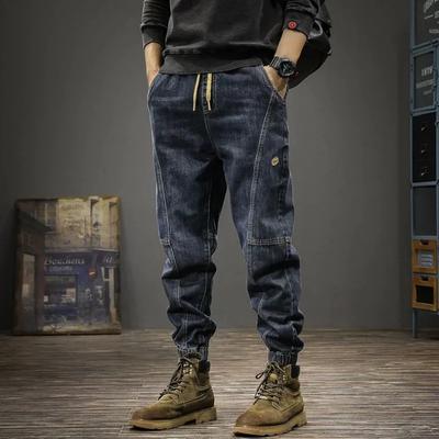 Autumn Trendy Jeans Men's Loose Ties with Large Size Casual Trousers Spring and Autumn New Harem Pants