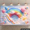 2D Regenbogen Wolkenschloss Wandteppich, Bunter Ballon Kinderzimmer Hintergrund