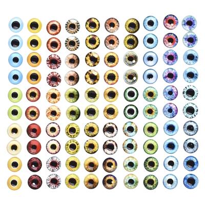 Pack of 100 Glass Eye Cabochons Assorted Designs for Jewelry Making and Craft Projects