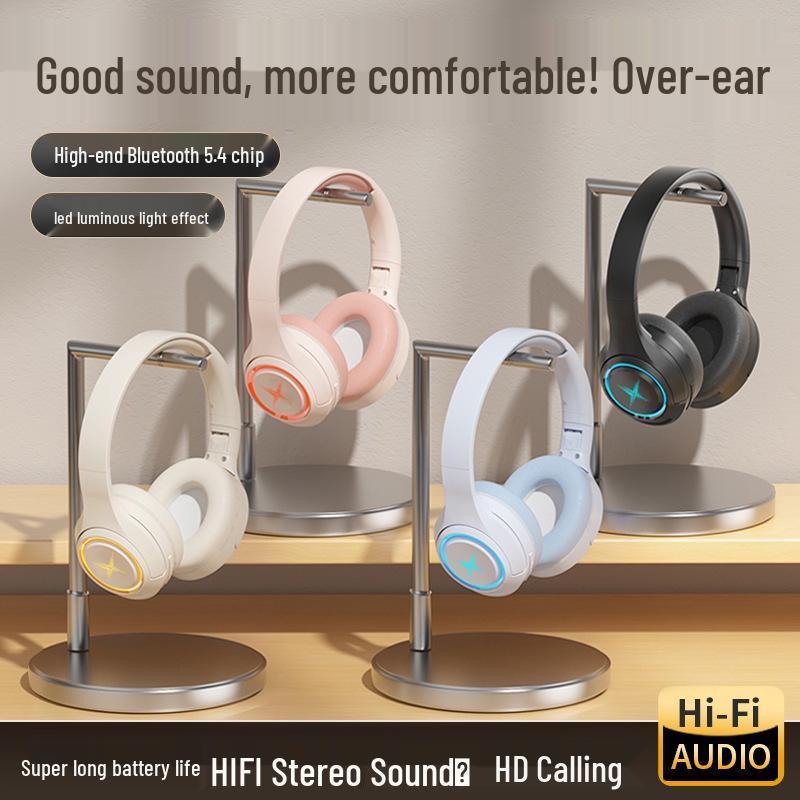 New 2025 Over-Ear Wireless Bluetooth Gaming Headset with Noise Cancelling, Card Slot, Luminous Design, and Extended Battery Life.