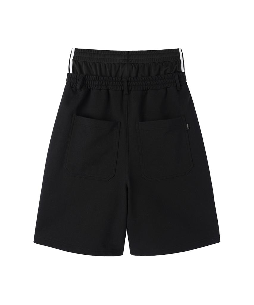 OHY Layered Waist Sweat Shorts - Black