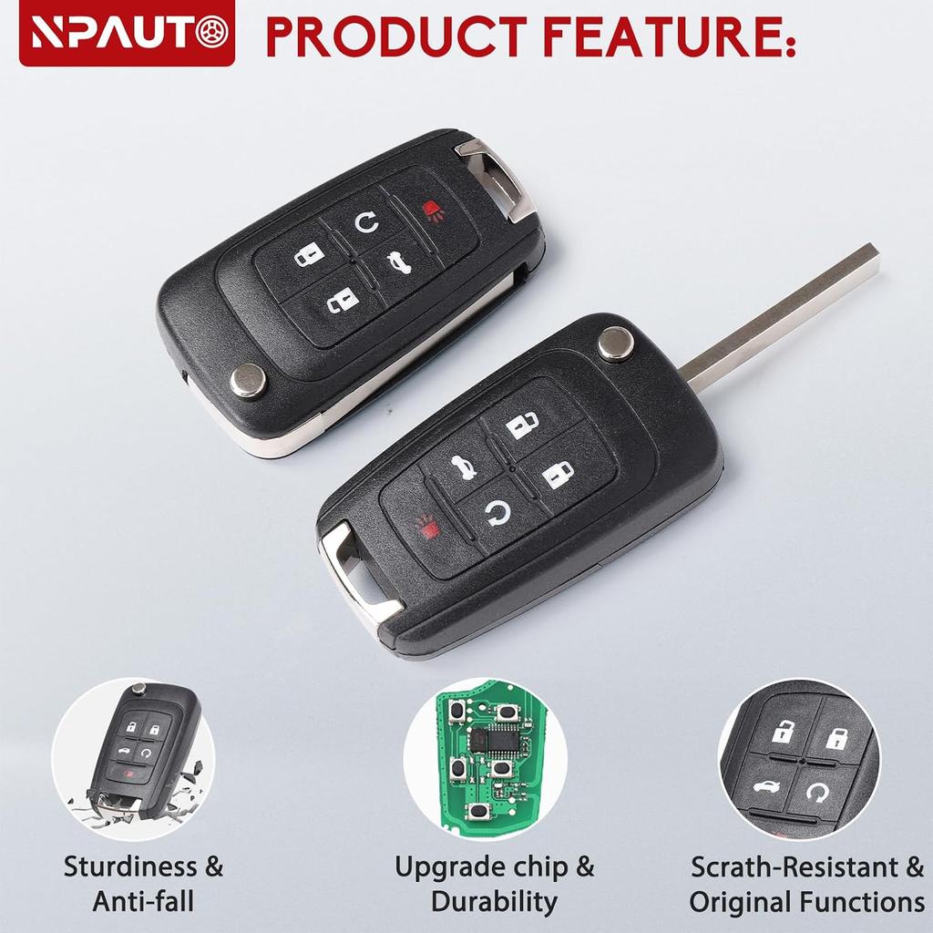 2Pcs Key Fob Replacement for Chevy Equinox Camaro Impala Cruze Sonic Malibu GMC Terrain Buick Lacrosse Regal Verano Encore 2010-2019 Keyless Entry