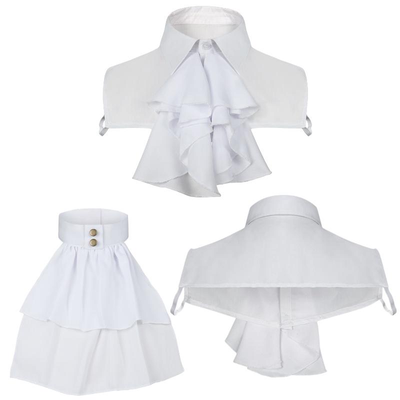 French Shirt Vintage False Collars White Lace Peter Pan Collar Unisex Medieval