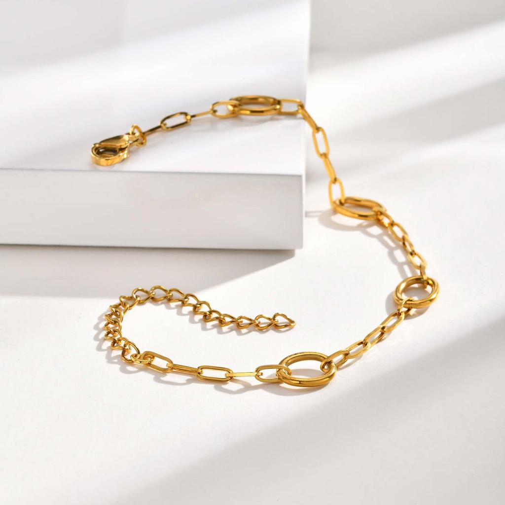 Waterproof Geometric Stainless Steel Bracelet, Handmade Stack Chain Bracelet for Women Femal, Valentine‘s Day Gift