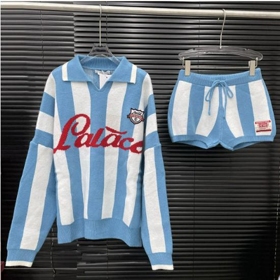 

Retro Stripe Knit Top & Hot Girl Shorts Set S синий