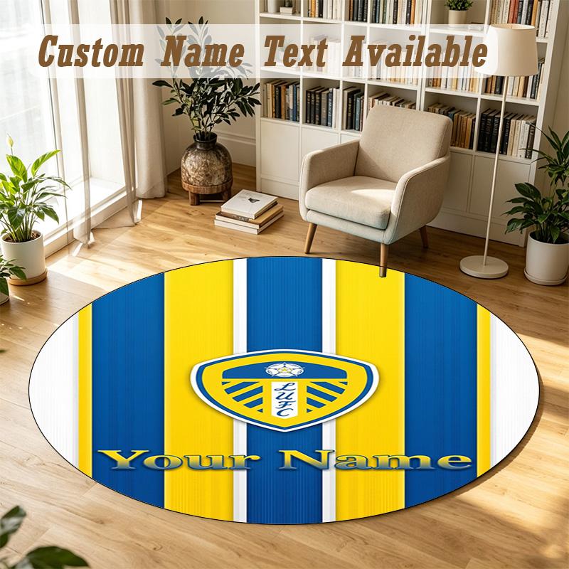 Round Rug Custom NameLeeds United Pattern Non Slip Carpet Home Floor Decor