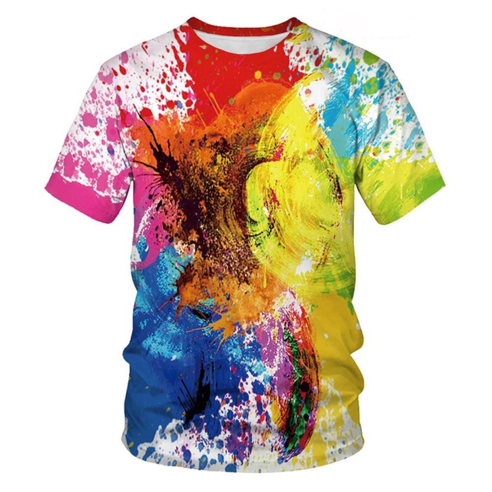 Sommer Batik T-Shirts Graffiti Farbe 3D Druck Kinderkleidung Kurzarm Mädchenkleidung Harajuku Kinder T-Shirt Jungen Oberteile
