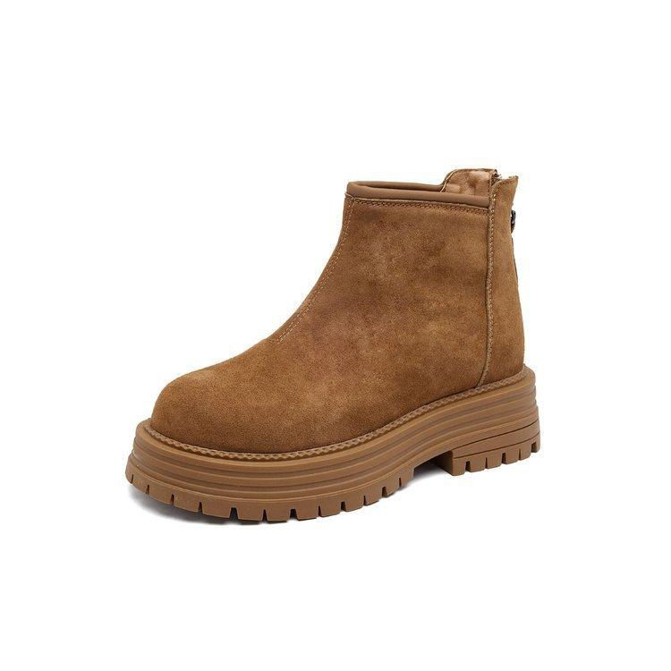 Retro fleece Martin boots 2025 autumn and winter new outer wear fleece boots thick soles increase height versatile and thin short boots women