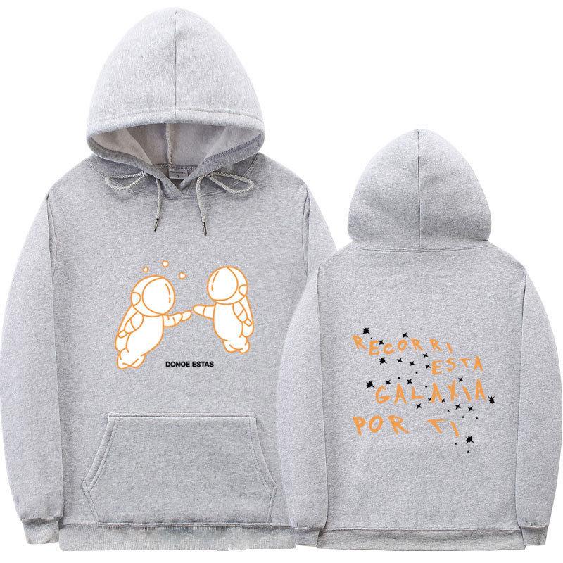 Außenhandel neue Mode Druck Doppel-Astronaut Kapuzenpullover Lockerer Pullover Freizeit Herren und Damen Freizeit Sportpullover