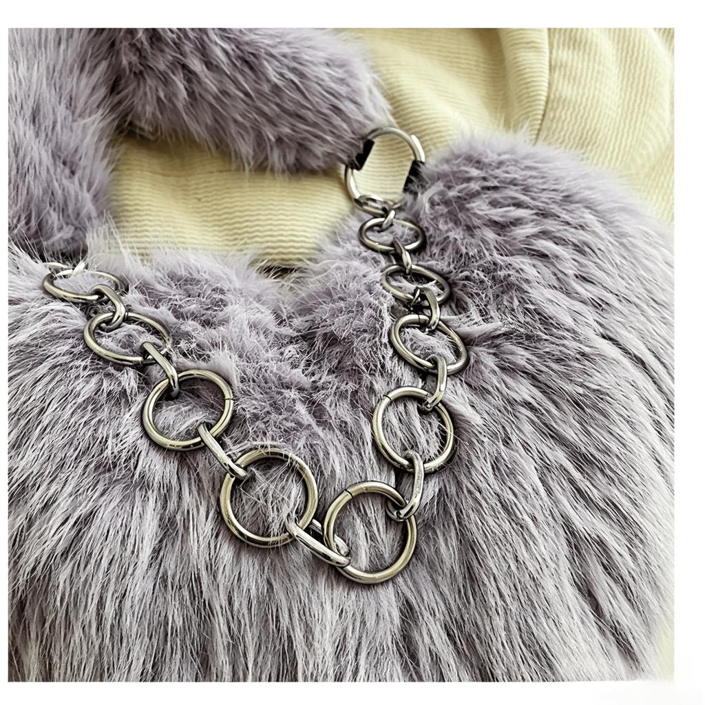 Women's Shoulder Bag, Plush Heart Chain Shoulder Bag, Crossbody Bag, Handbag, Niche Sexy Girl Outfit, Date, Commuting, Shopping, Versatile.