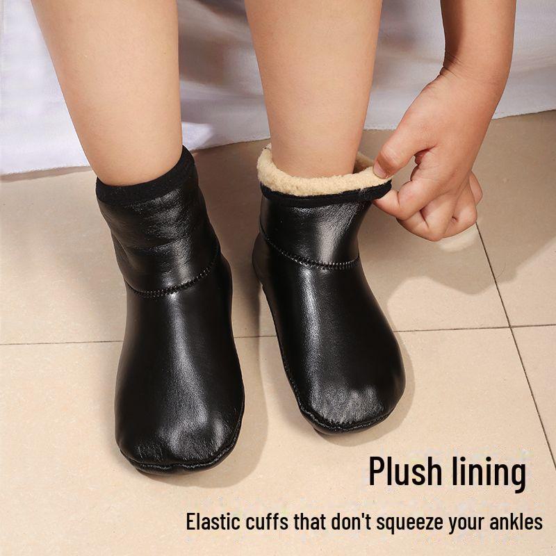 Șosete din piele antiderapante de pluș pentru sugari – îngroșate, impermeabile, îmbrăcăminte de interior pentru primăvară, toamnă, iarnă