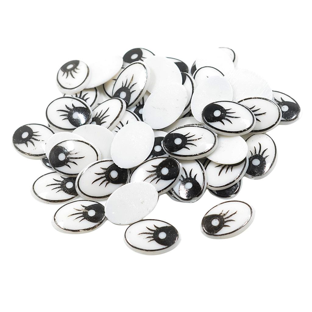 60 flach-ovale Sicherheitsaugen, selbstklebend, beweglich, für Bastelarbeiten, für DIY-Spielzeug