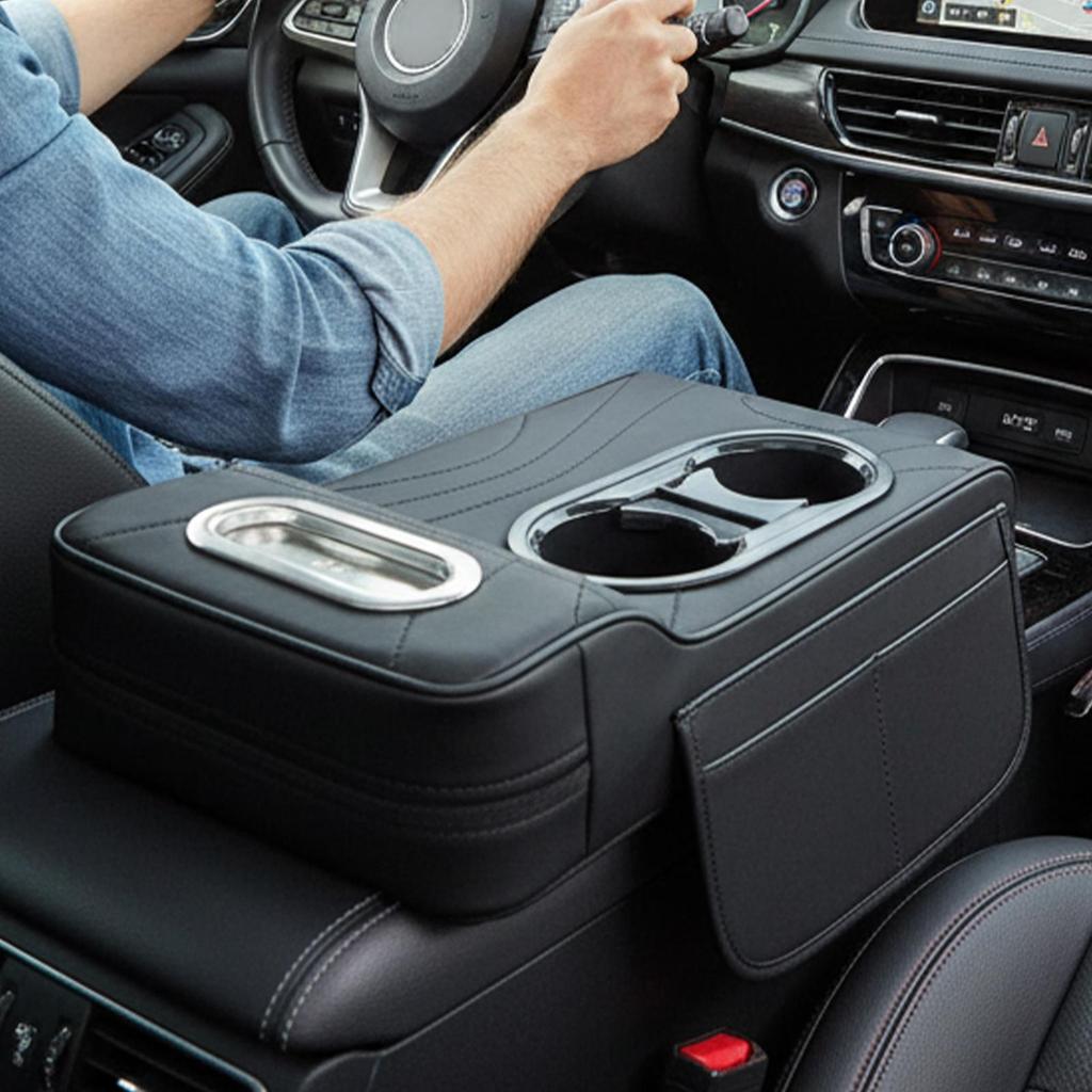 Car Armrest Cushion Leather Arm Rest Pillow Booster Pads Armrest Cushion For Car Console For SUV RV Truck Sedan Vehicle Auto