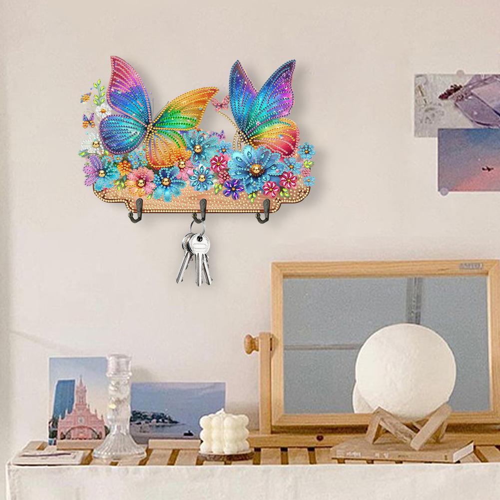 Wooden Special Shaped Leopard Print Butterflies Flower Diamond Art Hanging Hooks Diamond Painting Hooks DIY Crafts Decor