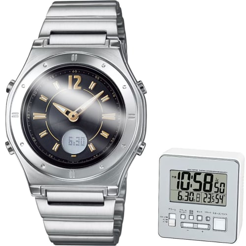 

Wave Cepter Women s Solar-Powered Radio-Controlled Watch & Radio-Controlled Alarm Clock Set (LWA-M141D-1AJF & DQD-805J-8JF)