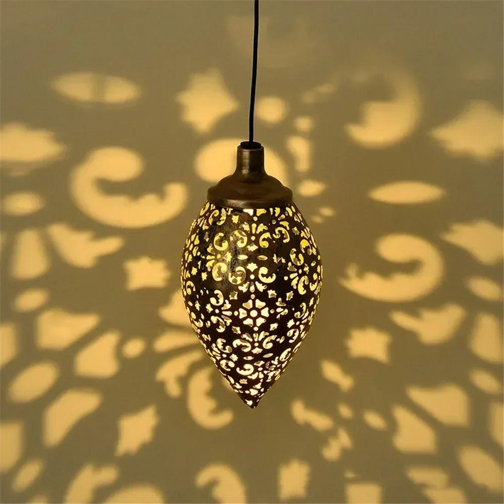 Outdoor Water Drop Shaped Solar Projection Light Waterproof Hollowed-out for Garden Patio Stair Fence Street Landscape Balcony