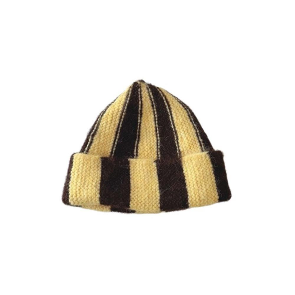 Thick Striped Beanie Hat Color Blocked Children Warm Hat Fashion Knitted Cap Gift