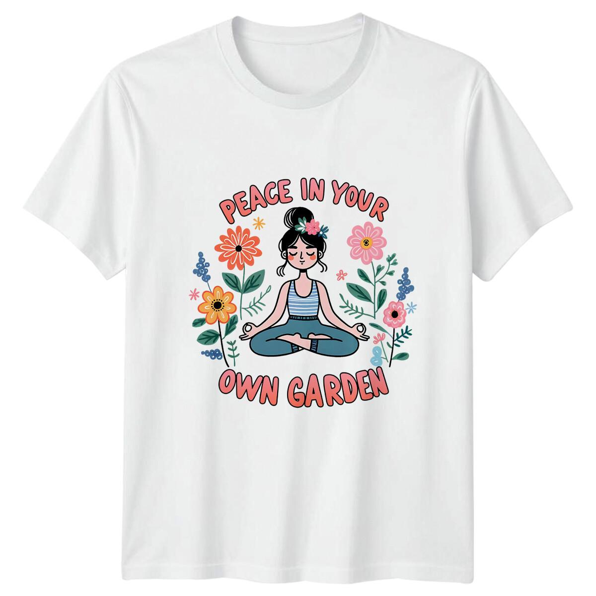 Peace In Your Own Garden Yoga Floral Meditation T-Shirt XXXL