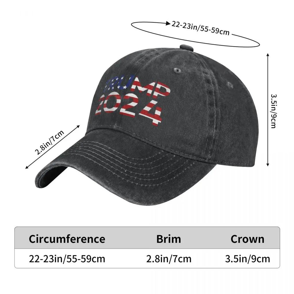 Trump 2024 US Presidential Election Baseball Caps Vintage Distressed Washed Headwear for Men Women Outdoor Summer Hats Cap