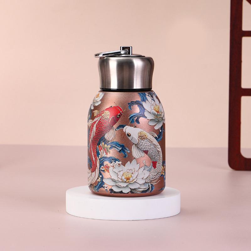 300Ml Portable Pocket Cup Insulated Cup Outdoor With Lifting Ring Double-Layer Vacuum Handy Cup Stainless Steel Insulated Cups