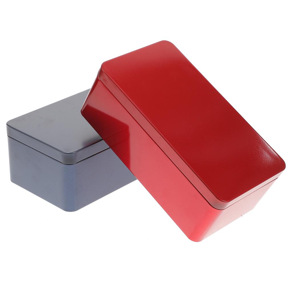 2Pcs Tea Leaf Storage Boxes Rectangular Tinplate Containers Portable Mini Organizer for Lip Balm Candies Cosmetics Home Storage