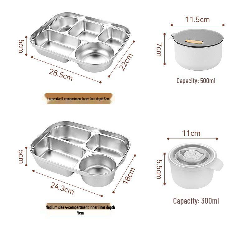 Lunch Box Isolato Extra Large in Acciaio Inossidabile 316 Adatto al Microonde per Studenti e Lavoro