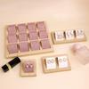 Bamboo Wood Earrings Display Stand DIY Velvet PU Leather Jewelry Storage Tray for Window Counter Props Show