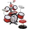 Children's Drum Kit with Stool, Electronic Keyboard, Microphone, USB, 77.5 x 40 x 76.5 cm, Red