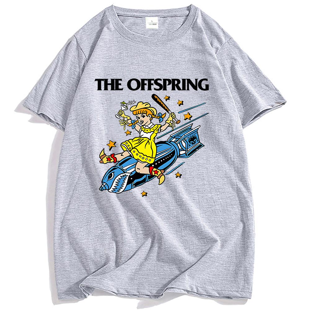 

Жіноча футболка Bomb The Offspring Футболка рок-гурту з коротким рукавом Бавовняні вільні футболки Літня повсякденна мода Чоловіча футболка Вуличний одяг XXL сірий