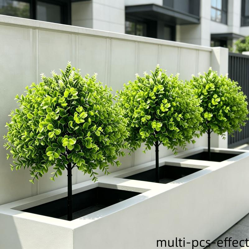 Artificial Green Plants Ground Stake Fake Greenery Plastic Shrubs Plants For Outdoor Garden Patio Yard Landscaping Decoration