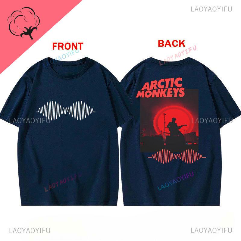 Arctic Monkeys T-Shirt Doppelseitiger Druck Shirt Rundhalsausschnitt Lässig Streetwear Allmatch Alternative Rock Goth Y2k Kleidung