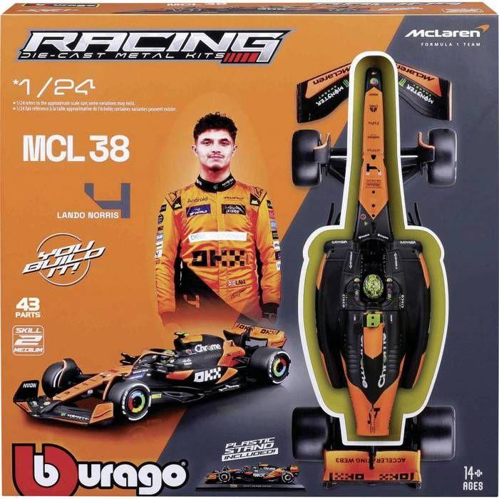 Bburago F1 KIT McLaren MCL38 mit Helm, #4 Norris 1:24 Modèle réduit de voiture