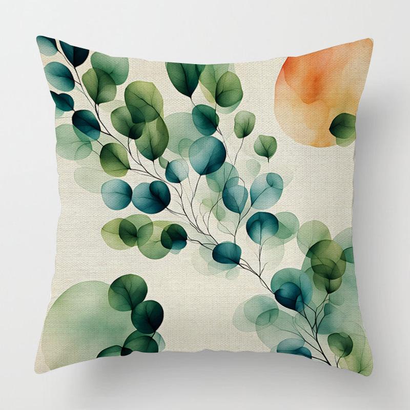 Home Decor Colorful Leaf & Swirl Digital Print Pillow Covers Pattern Cushion Cover Suitable for Sofa Bedroom Car Pillow Cover