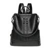 Weiches Leder Leder Rucksack Schwarz Multifunktional Schulrucksack Koreanischer Stil Rucksack College