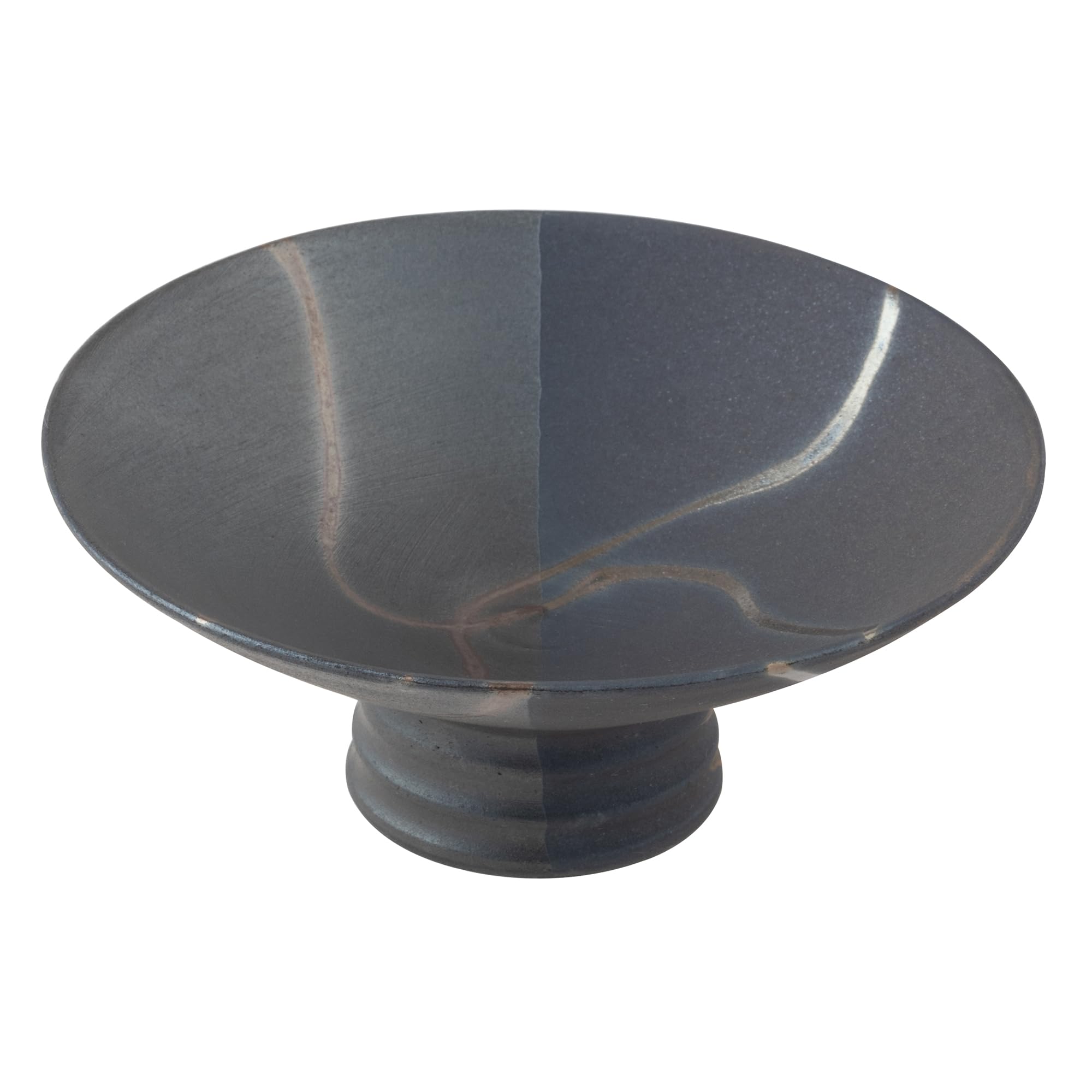 Маруи Сейто Керамика Сигараки Хэчимон Маленькое блюдо на высокой ножке, прибл.. Диаметр 12 см, Черный, 3-4056