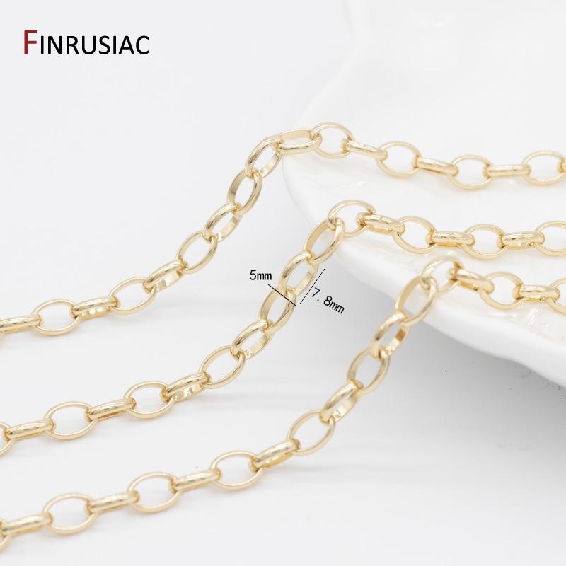 14K Gold Platin Beschichtet Handgefertigt Rechteckige Kabelkette DIY Armband Halskette Schmuckherstellung Zubehör