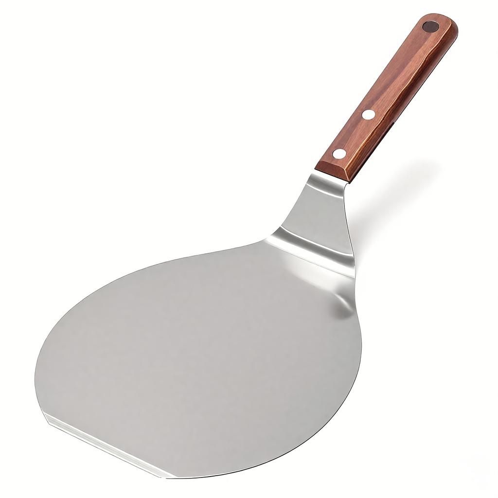 Stainless Steel Round Pizza Peel with Wooden Handle Durable Flat Surface for Easy Pizza Transfer and Serving Suitable for Home and Commercial Use