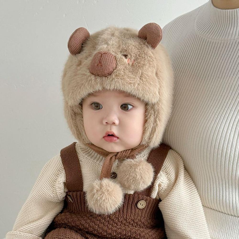 

Warm Baby Ear Protection Cap Thickened Capybara Beanie Caps Outdoor Activities хаки