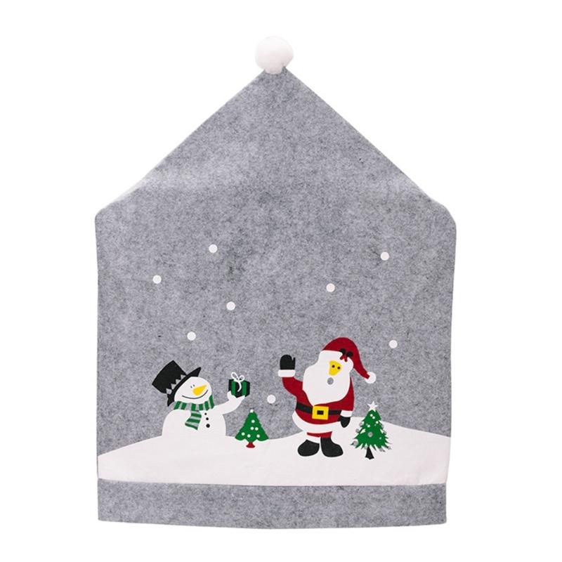 Christmas Dining Room Chair Back CoversGray Santa Hat Chair Slipcovers For Holiday Wedding Home Decoration Dropshipping