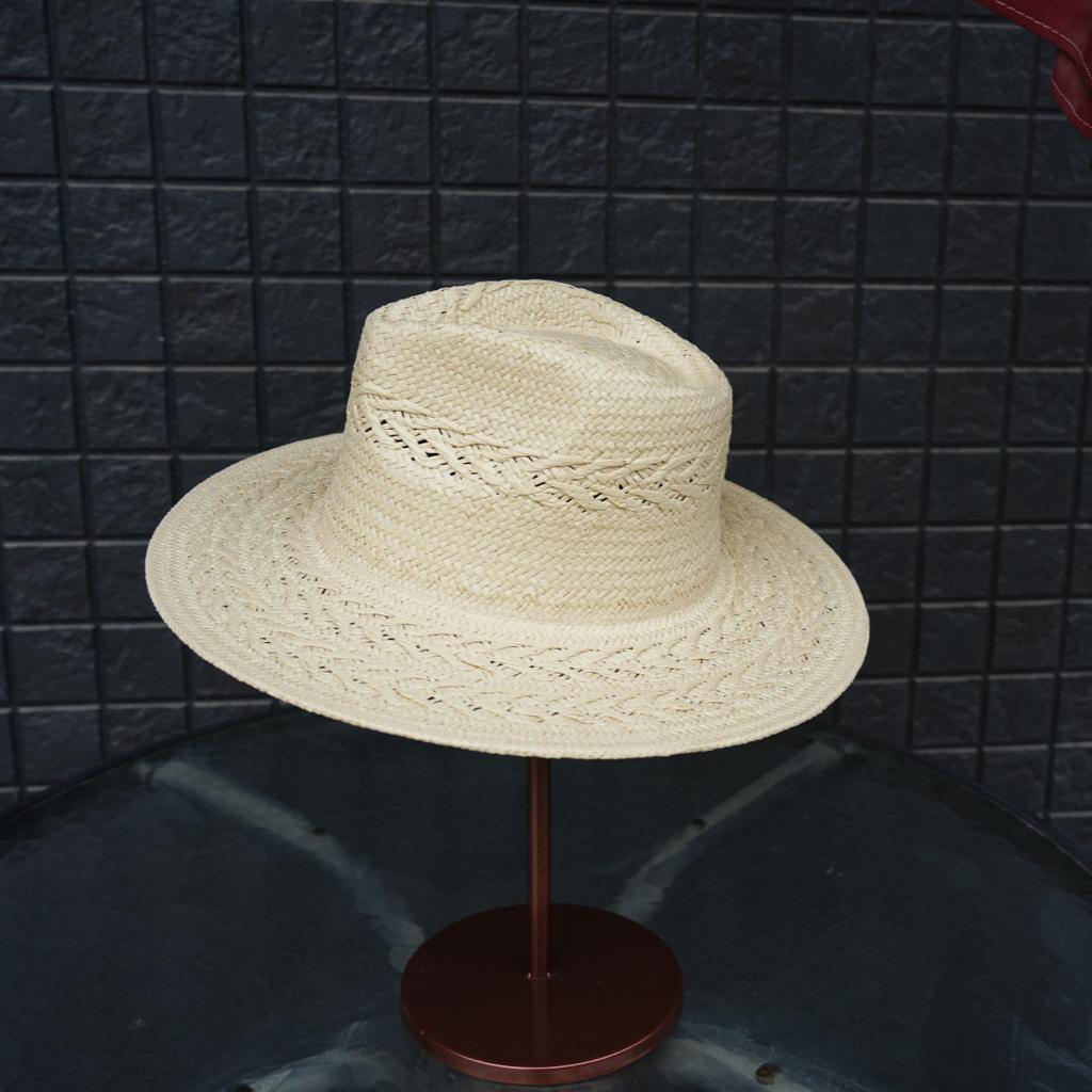 French Retro Beige Wheat Flower Woven Panama Jazz Top Hat For Men And Women Summer Sun Protection Shade Wide Brim Straw Hat