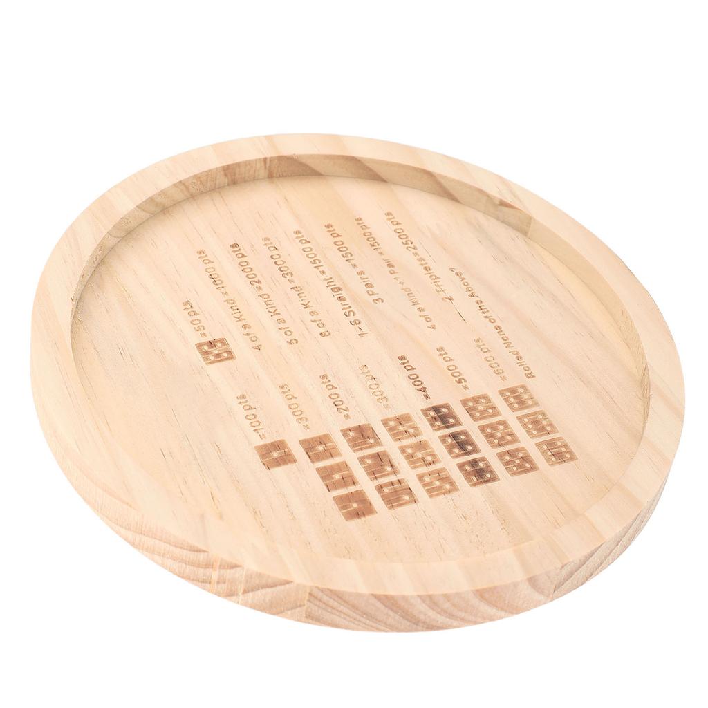 Wood Tray with 6 Dices Portable Classic Dice Rolling Tray Tabletop Games for Family Classroom Home