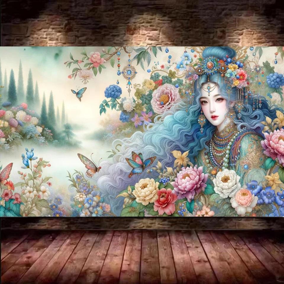 Lady with Long White Hair,Fairy,Dragon DIY 5D Diamond Painting New 2025 Fantasy Woman Full Mosaic Diamond Embroidery Big Size
