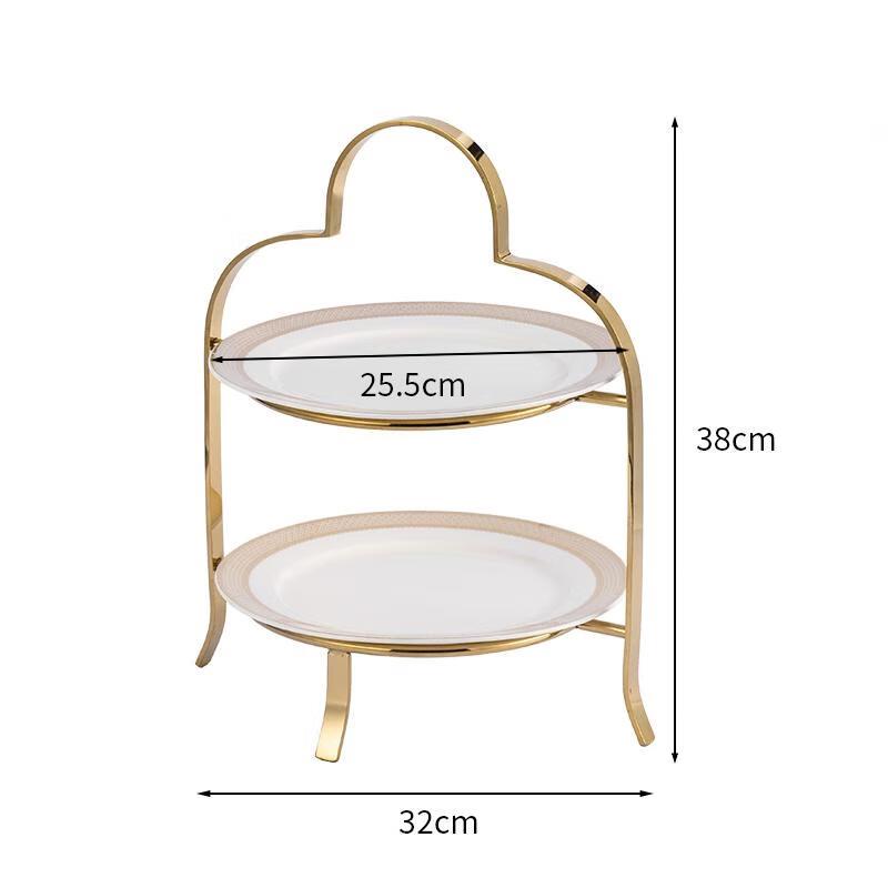 HANDUNYOU 2-Tier Gold Stainless Steel Dessert Stand