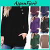 Trendy Women's Long Sleeve Pullover Sweater Featuring Button Decoration And Side Pockets